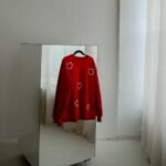 Red Oversized Sweatshirt with Sparkling Heart Details