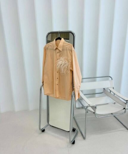 Upcycled Shirt with Real Feather Detail